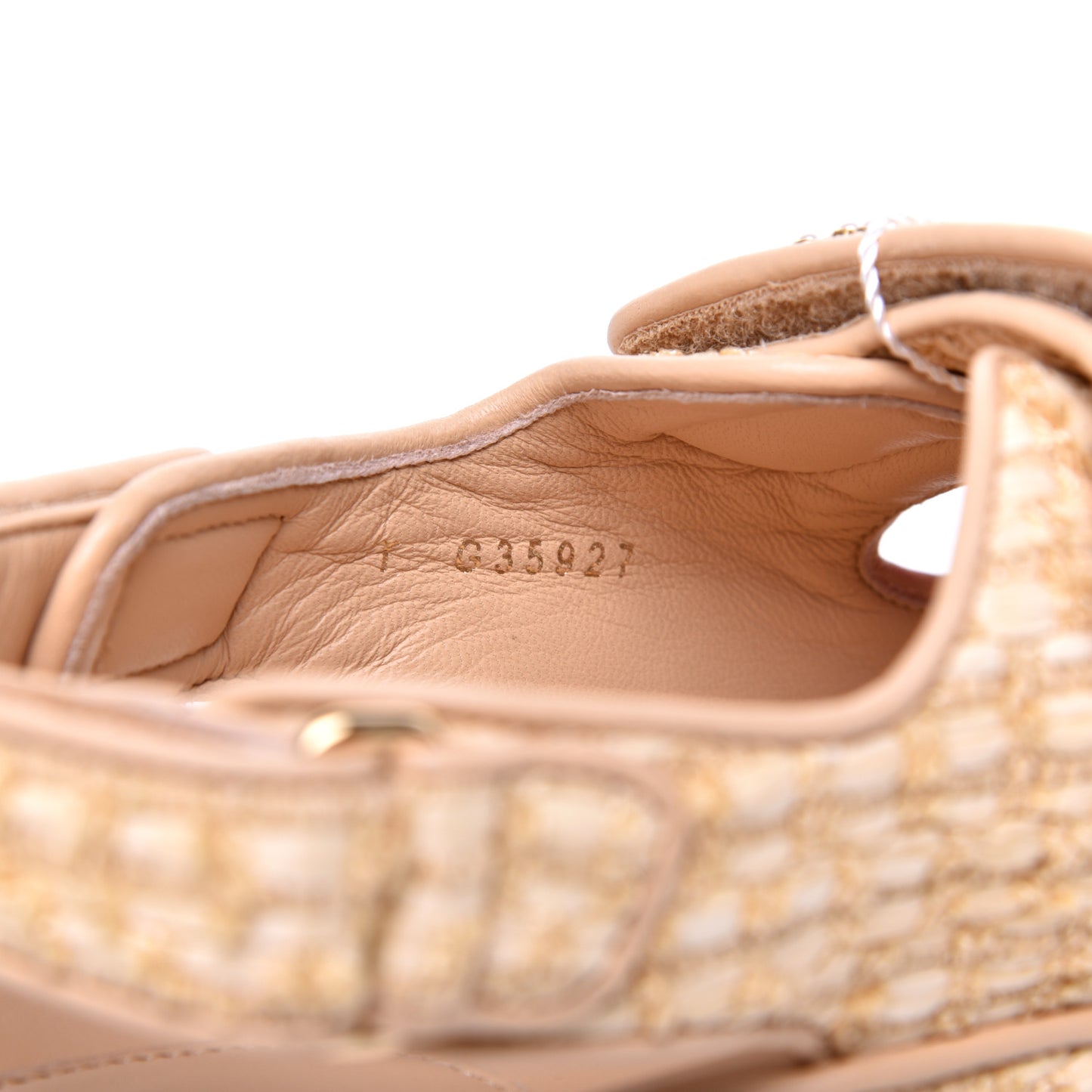Braided Fabric Velcro Dad Sandals 38.5 Beige
