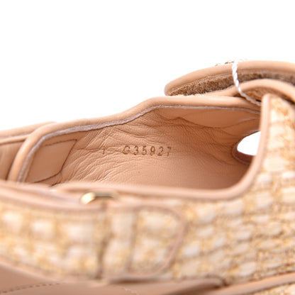 Chanel Braided Fabric Velcro Dad Sandals 38.5 Beige 10 of 11