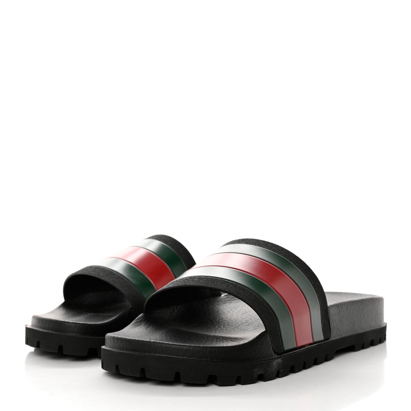 Rubber Web Mens Lug Sole Slide Sandals 11 Black Green Red