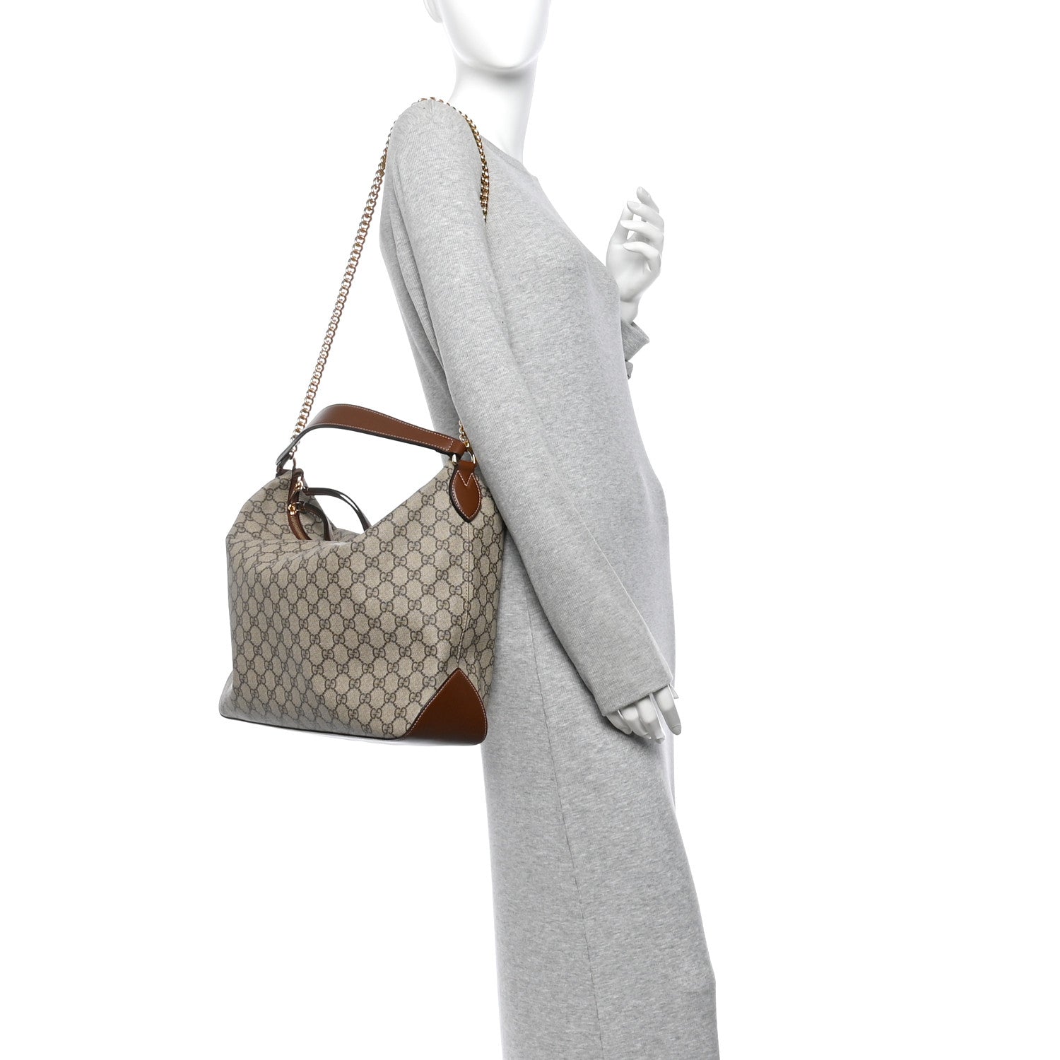 Gucci GG Supreme Monogram Large Linea A Hobo Light Brown 2 of 12