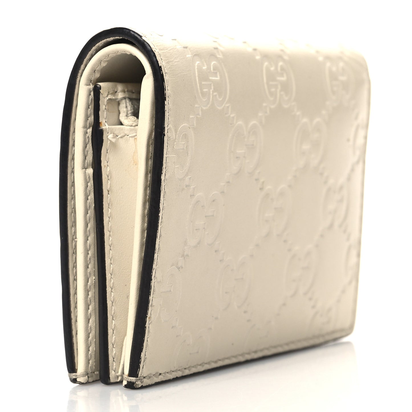 Guccissima Cherries Card Case Wallet White
