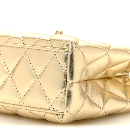 Chanel Metallic Shiny Aged Calfskin Quilted Nano Kelly Shopper Gold 10 of 11