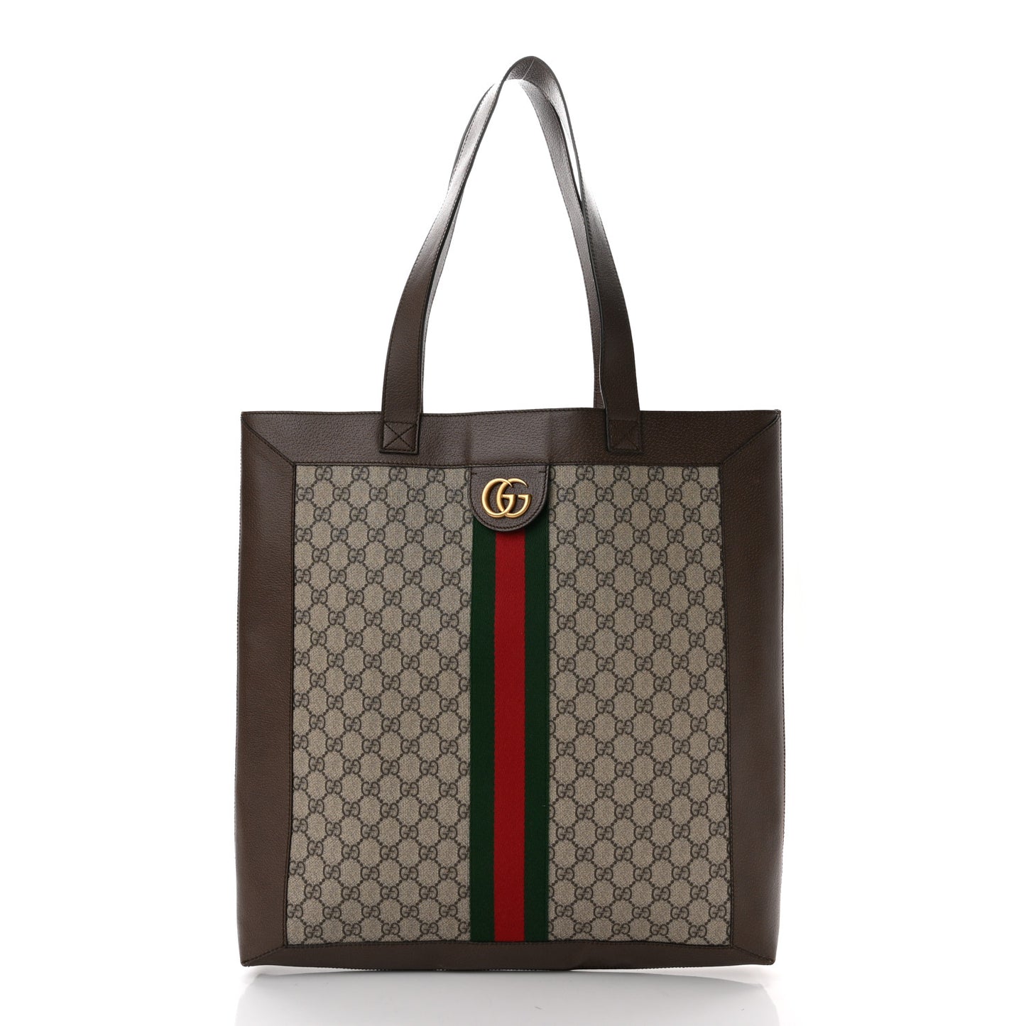 GG Supreme Monogram Web Large Ophidia Vertical Shopping Tote Brown