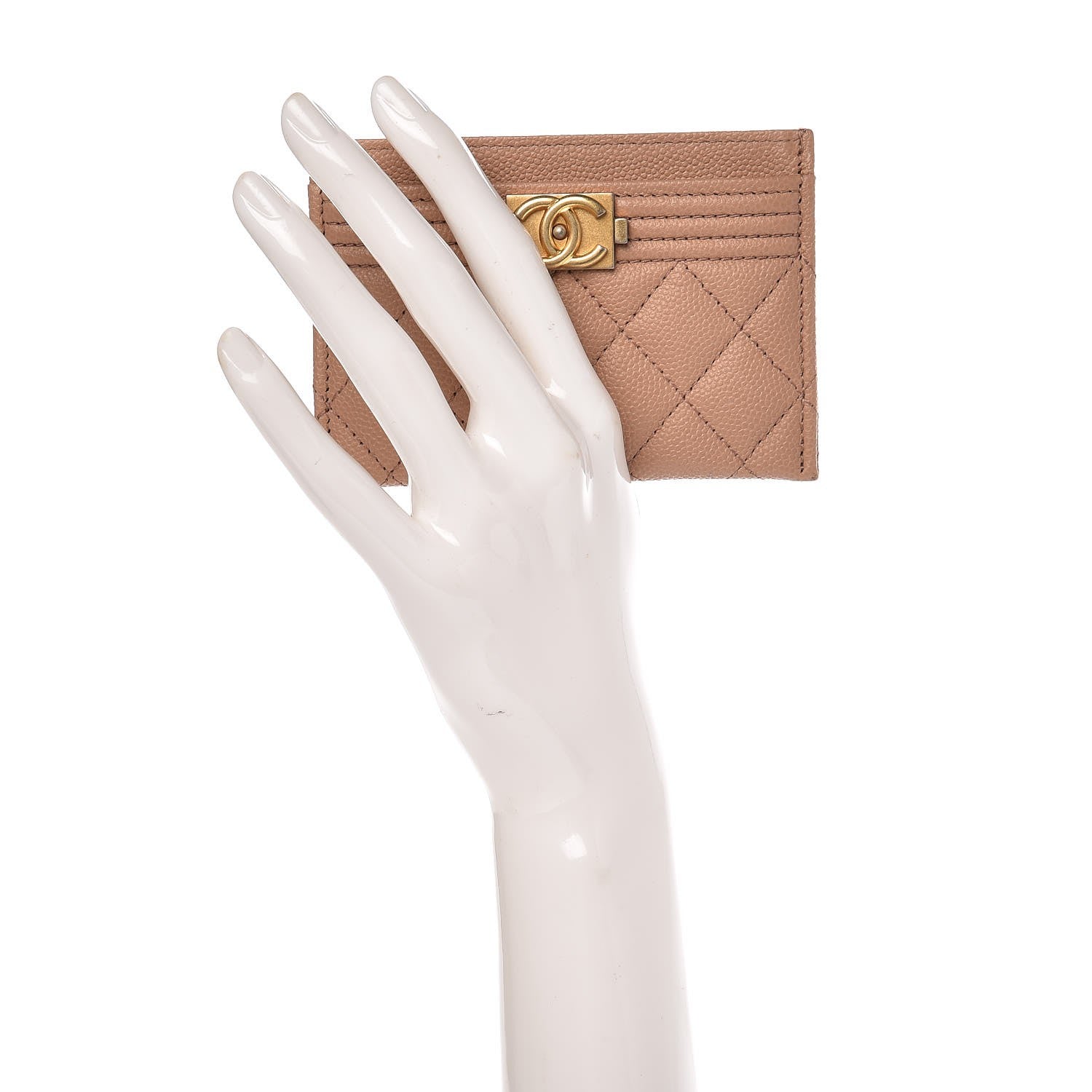 Chanel Caviar Quilted Boy Card Holder Beige 2 of 9
