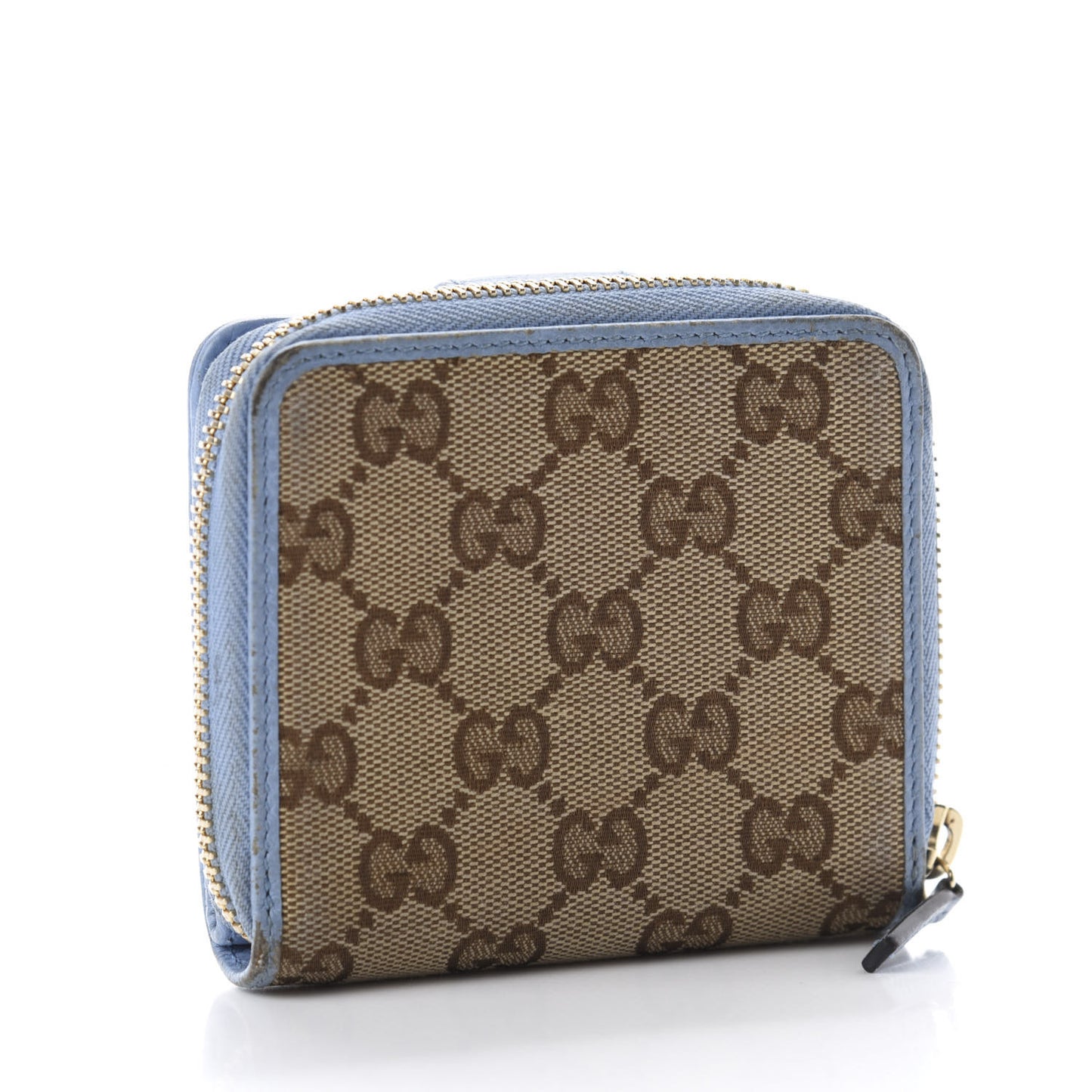 Monogram Dollar Calfskin Zip Around French Flap Wallet Beige Ebony Mineral Blue