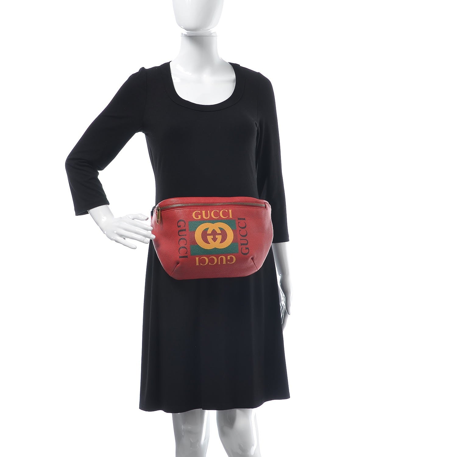 Gucci Grained Calfskin Logo Belt Bag Hibiscus Red 2 of 10