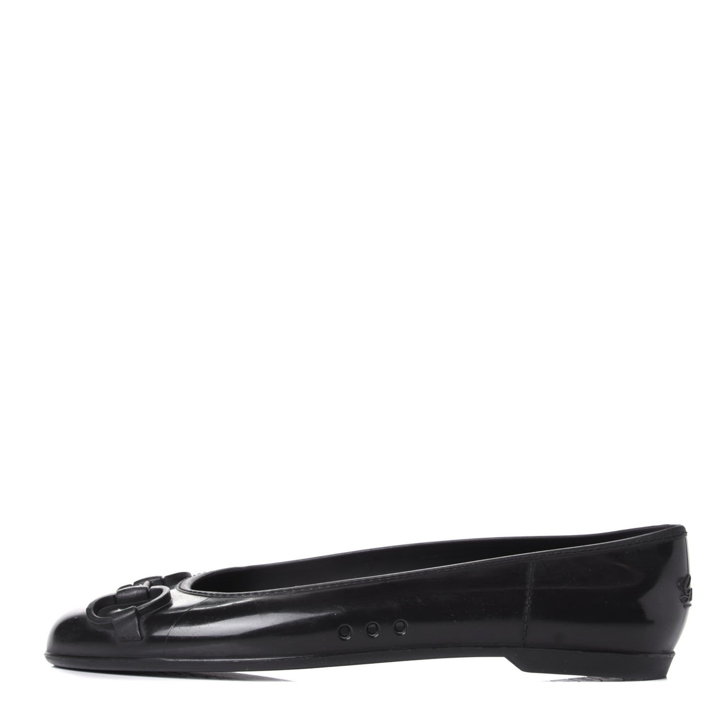 Rubber Horsebit Ballerina Flats 37 Black