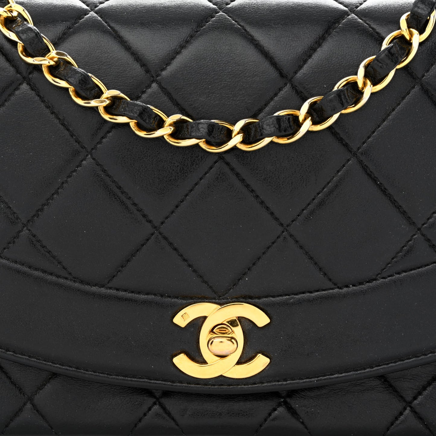 Lambskin Quilted Small Single Flap Black