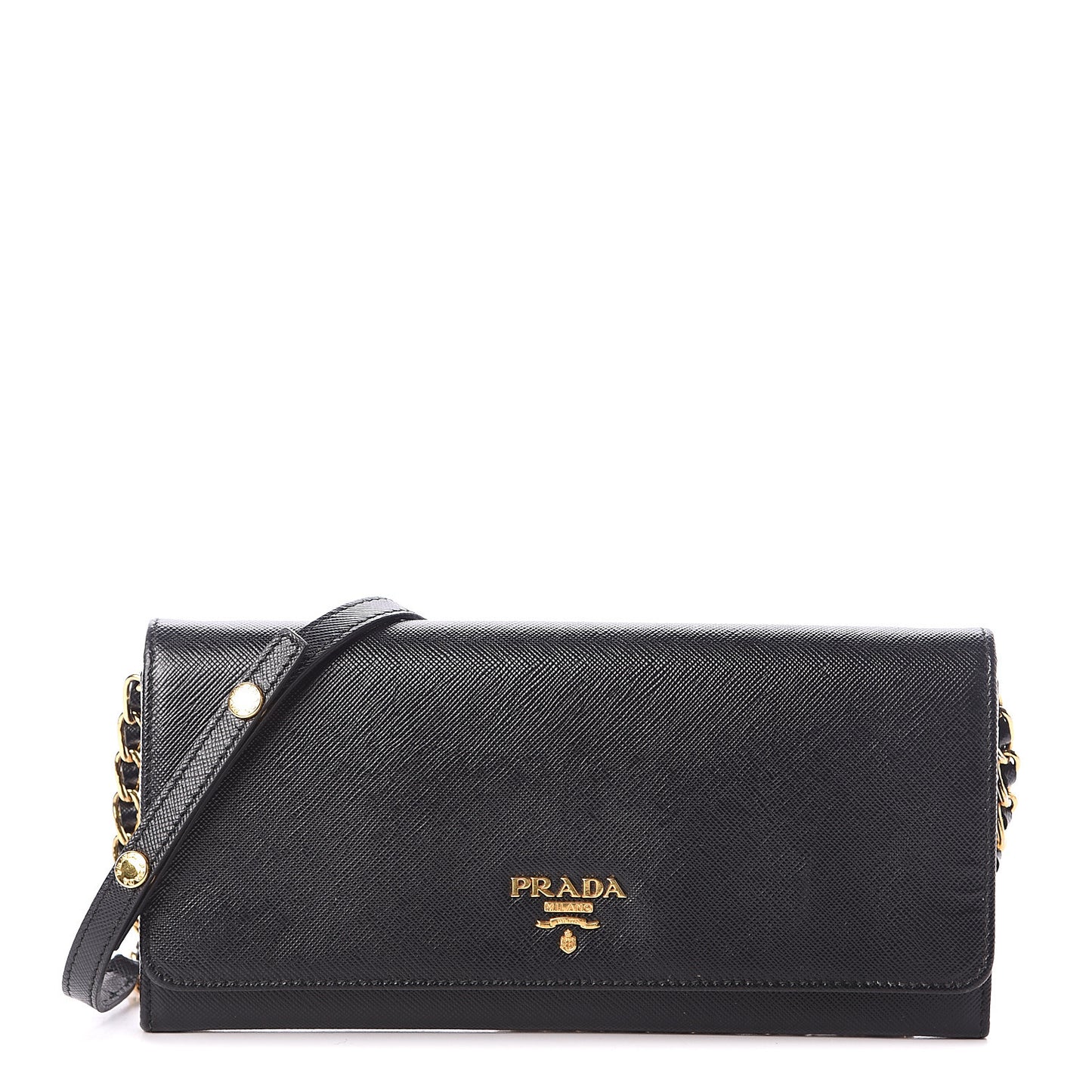 Saffiano Metal Oro Chain Wallet Black