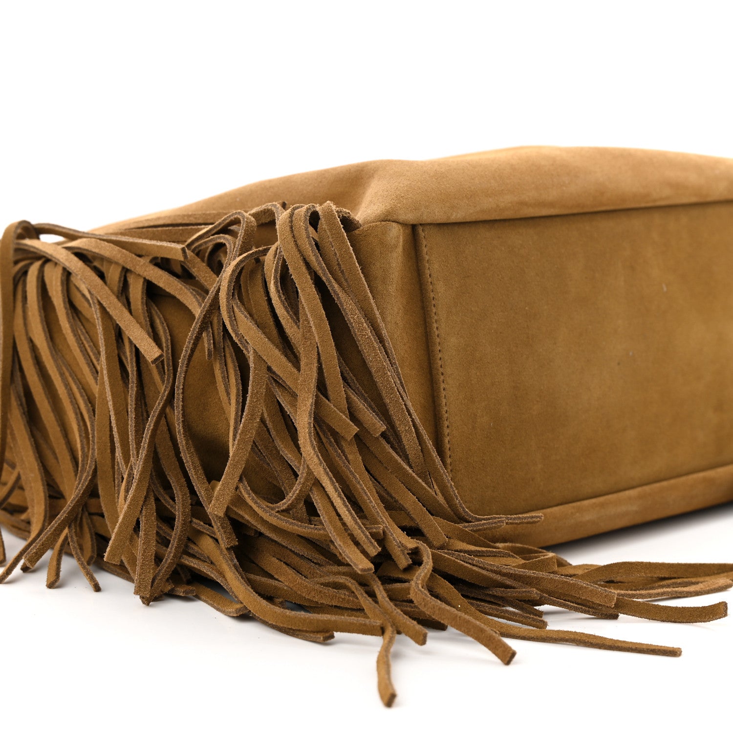Saint Laurent Suede Fringe Monogram Shopping Tote Light Ochre 8 of 10