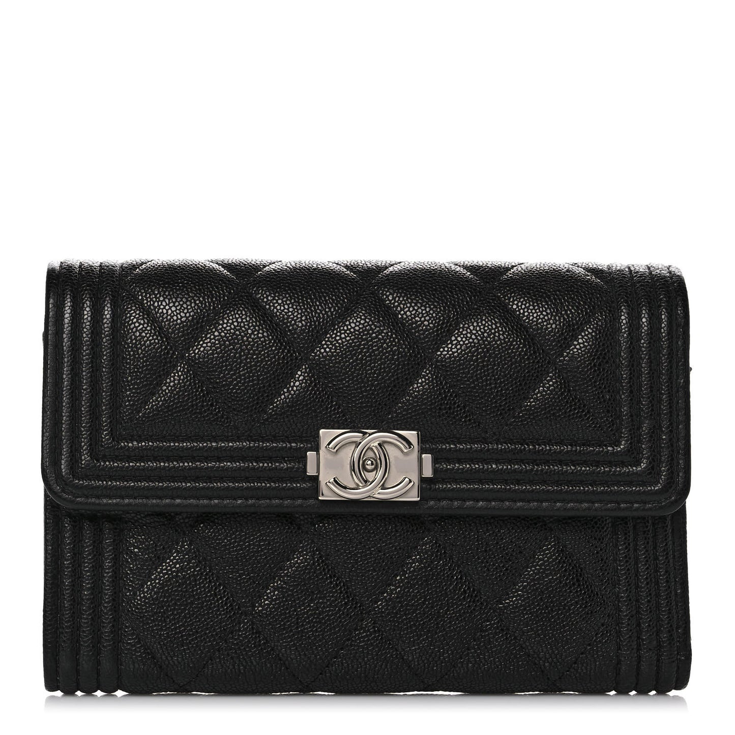Caviar Quilted Medium Boy Flap Wallet Black