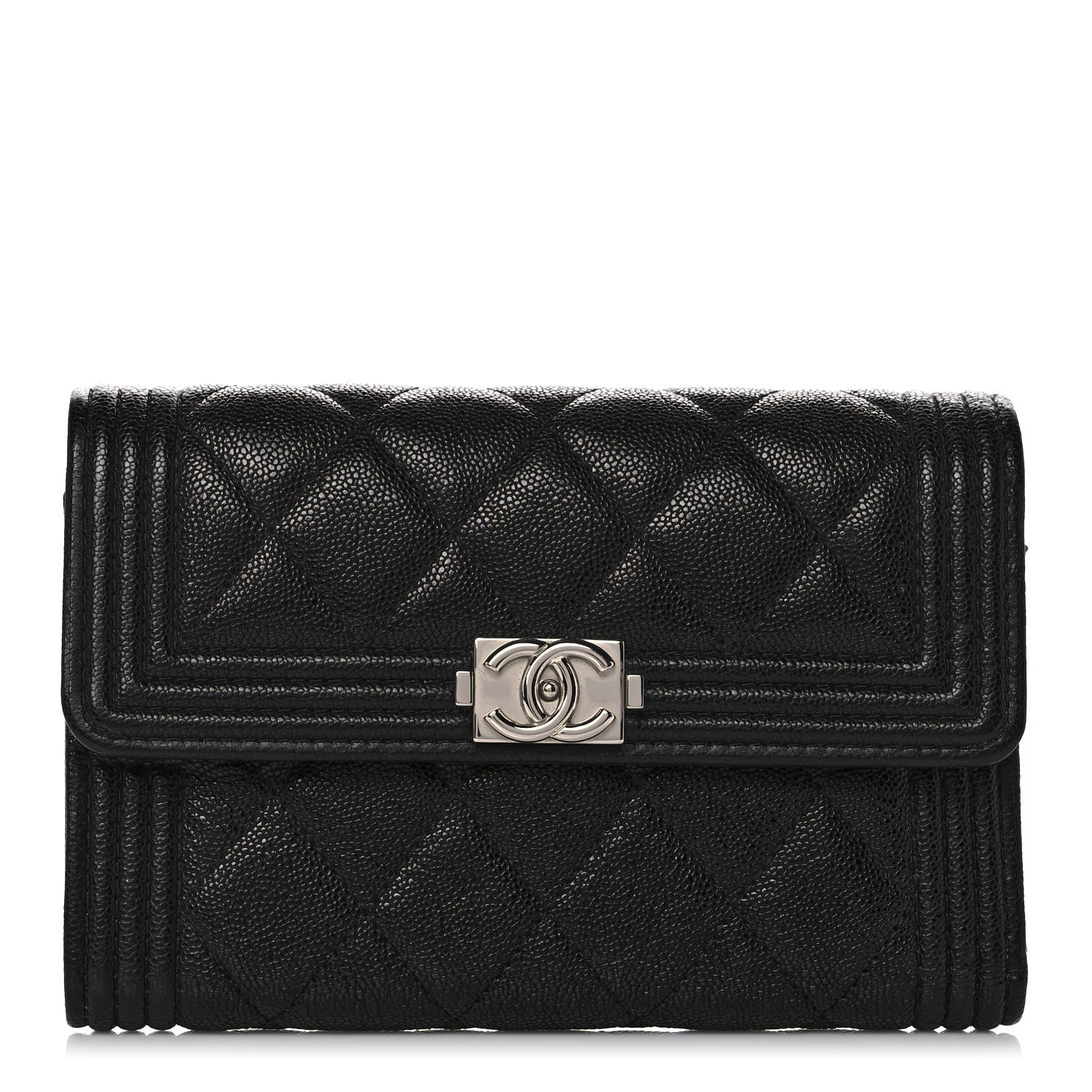 Chanel Caviar Quilted Medium Boy Flap Wallet Black 1 of 9
