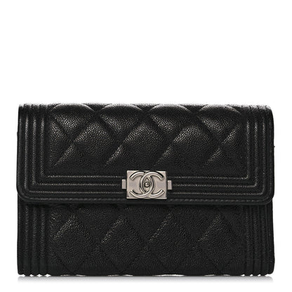 Chanel Caviar Quilted Medium Boy Flap Wallet Black 1 of 9