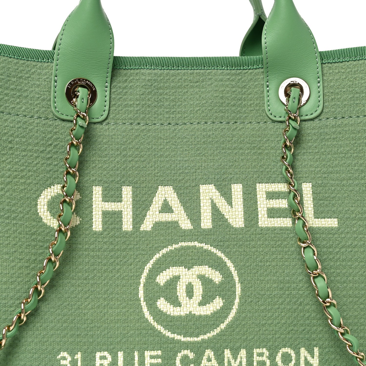 Chanel Mixed Fibers Small Deauville Tote Green 9 of 11