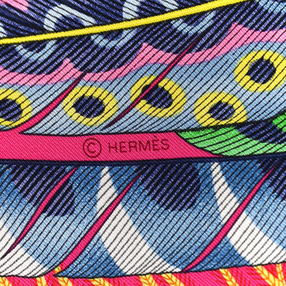 Hermes Silk Plumes En Fete Scarf 90 Rose Vif Bleu Vert 6 of 6