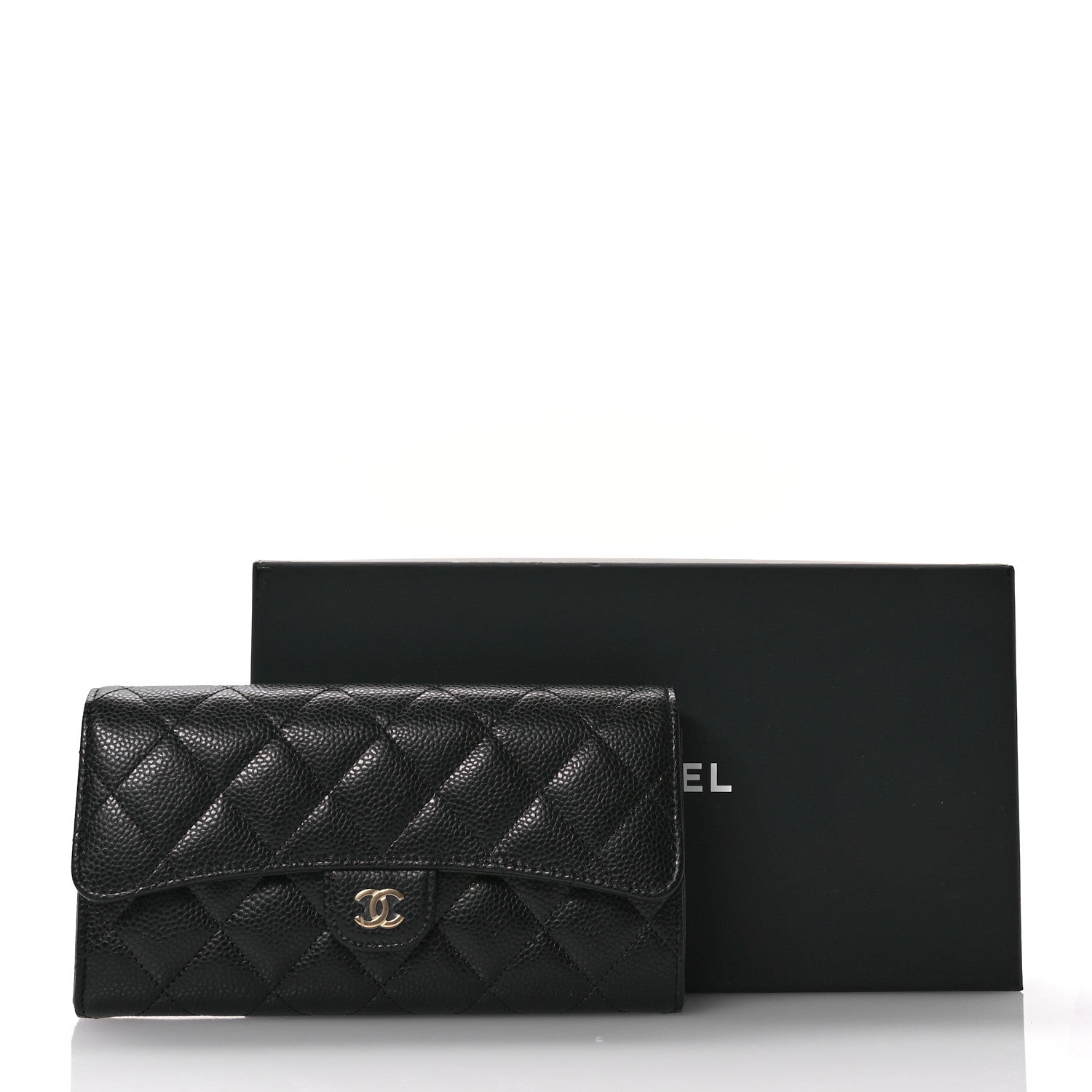 Chanel Caviar Quilted Large Gusset Flap Wallet Black 9 of 9