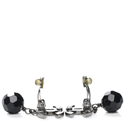Chanel Ruthenium CC Bead Drop Clip On Earrings Black 3 of 3