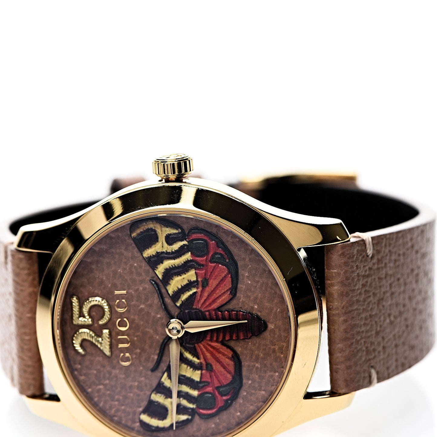 Stainless Steel Calfskin 38mm G-Timeless Moth Quartz Watch Brown