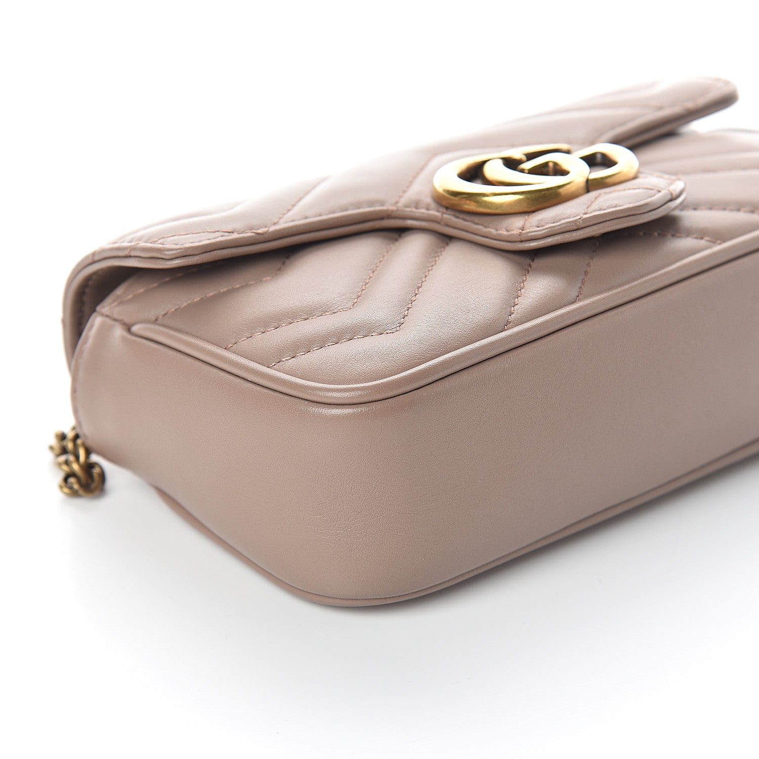 Gucci Calfskin Matelasse Super Mini GG Marmont Shoulder Bag Porcelain Rose 7 of 8