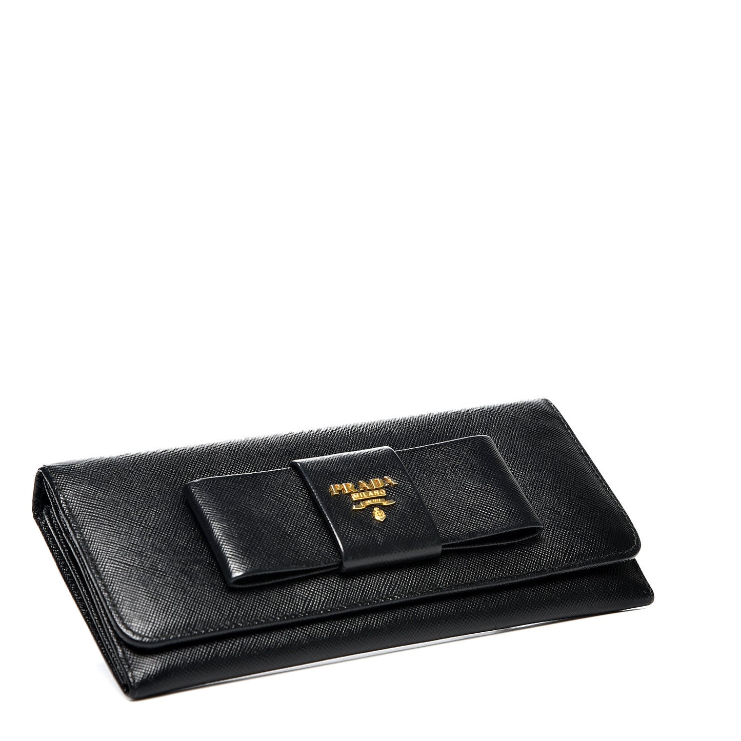 Saffiano Bow Continental Wallet Nero Black