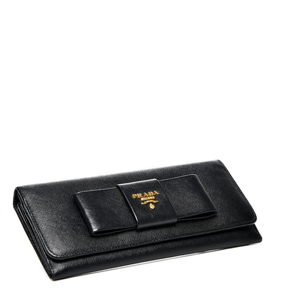 Prada Saffiano Bow Continental Wallet Nero Black 3 of 9