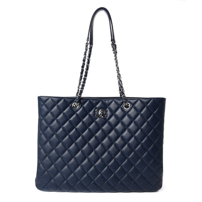Chanel Lambskin Quilted Large Classic Shopping Tote Navy 1 of 9