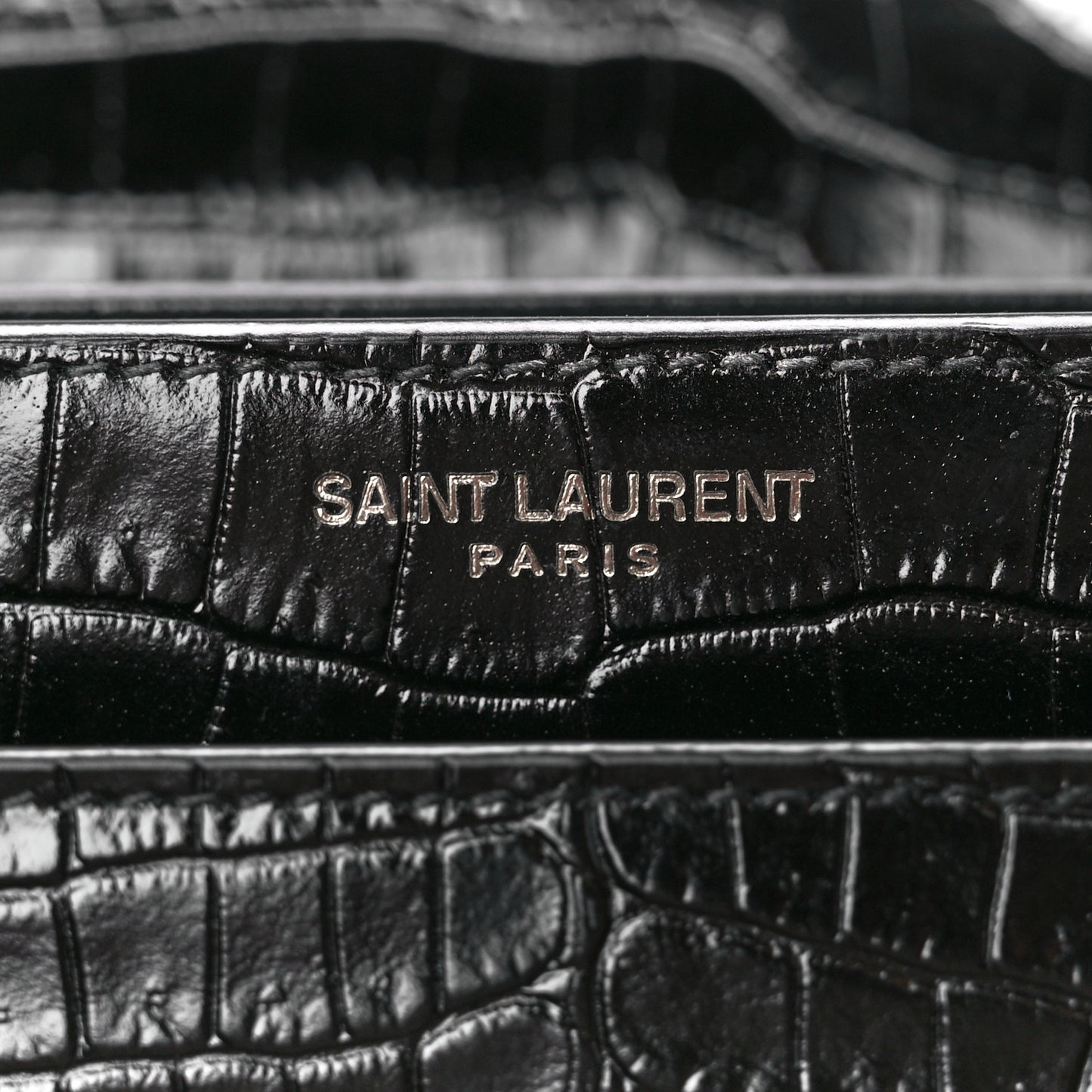 Calfskin Crocodile Embossed Medium Monochrome Monogram Sunset Black