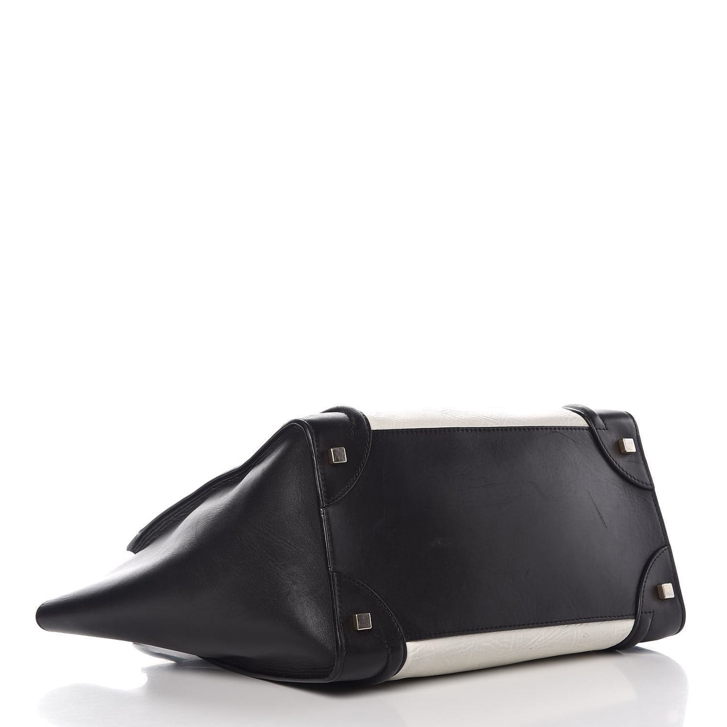 Elephant Calfskin Mini Bi-Color Luggage Black White