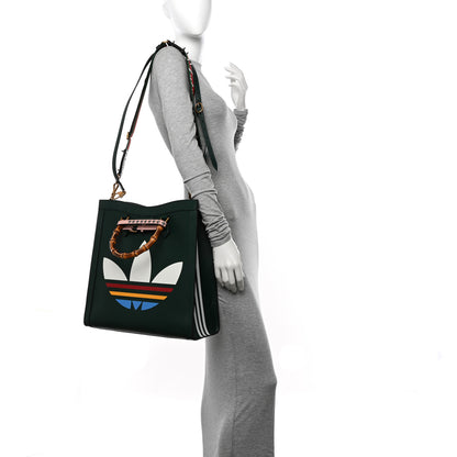 Gucci X Adidas Textured Dollar Calfskin Stripe Studded Large Diana Tote Bag Green Multicolor 2 of 10