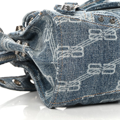 Balenciaga Denim BB Monogram Neo Cagole Handbag XS Blue 9 of 10