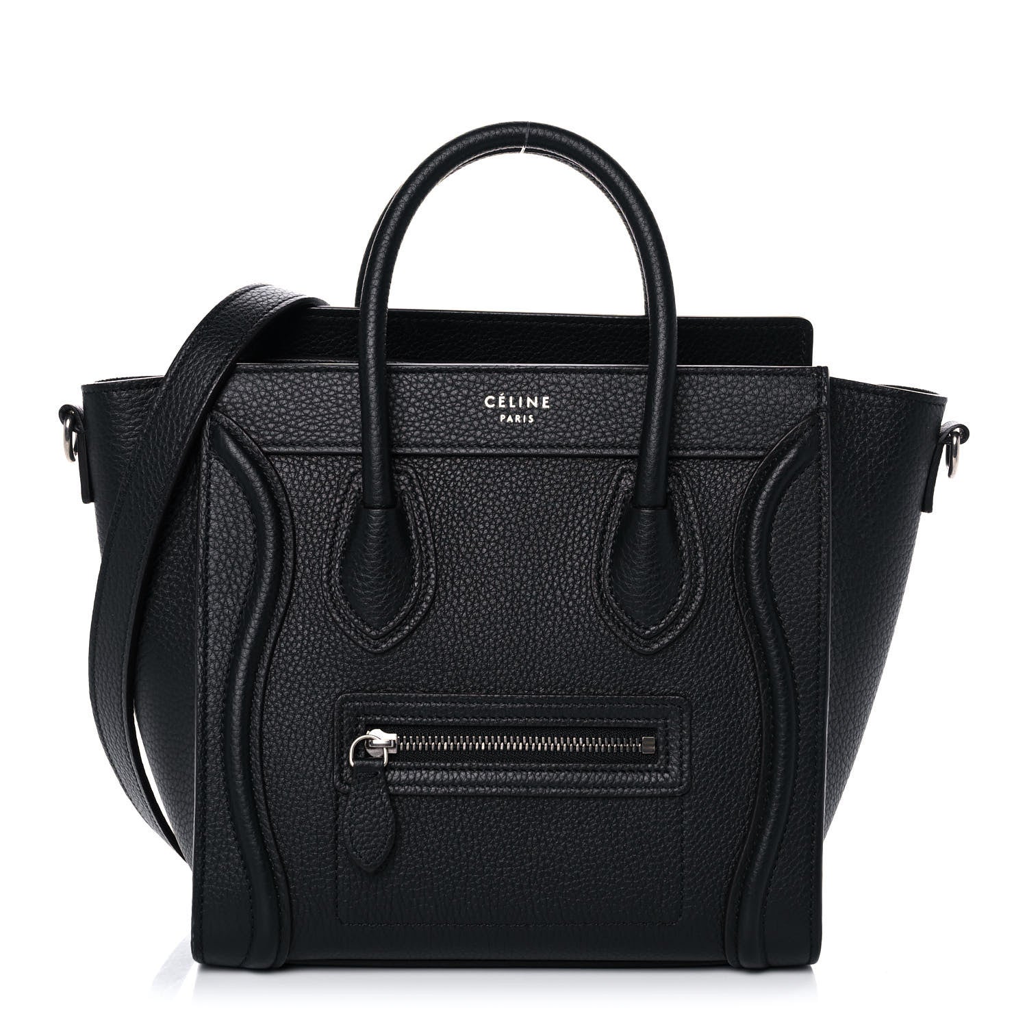 Celine Drummed Calfskin Nano Luggage Black 1 of 9