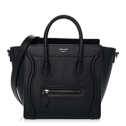 Celine Drummed Calfskin Nano Luggage Black 1 of 9