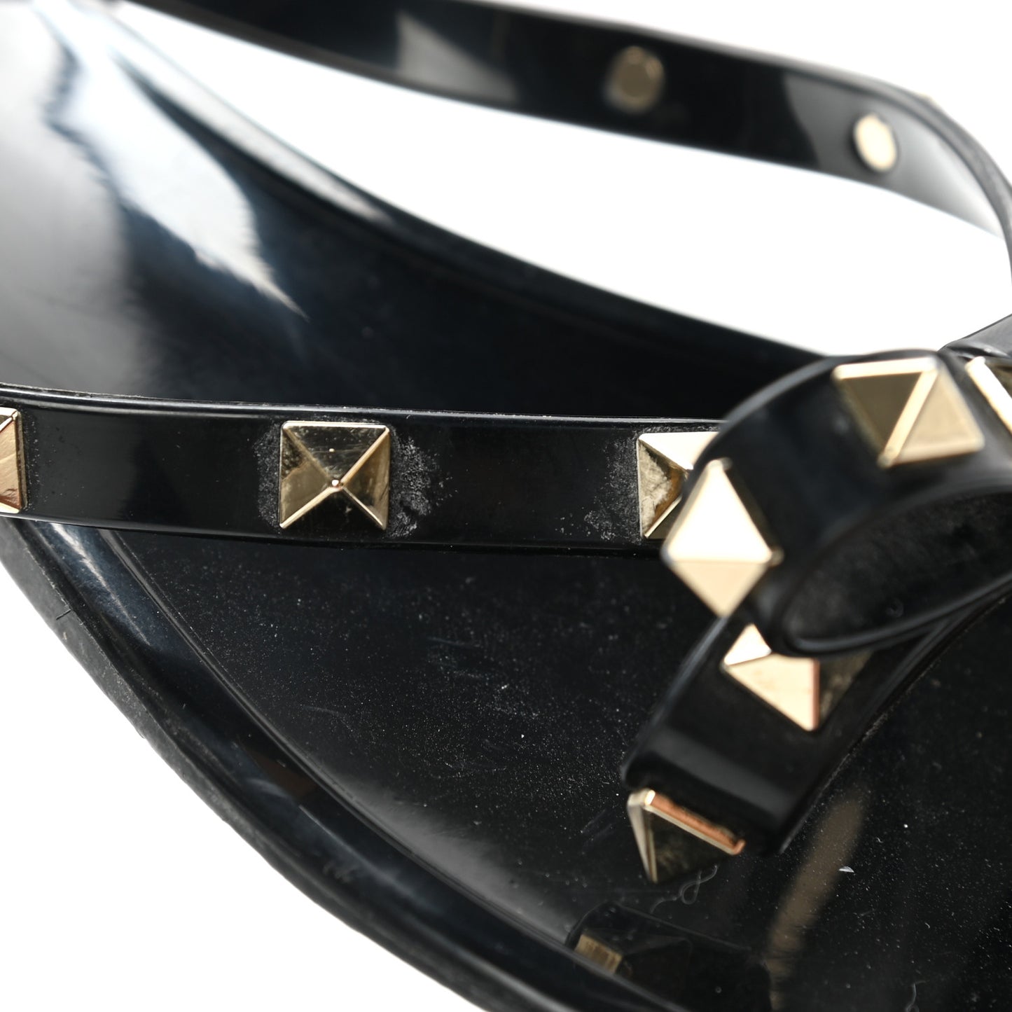 PVC Jelly Rockstud Bow Thong Sandals 40 Black