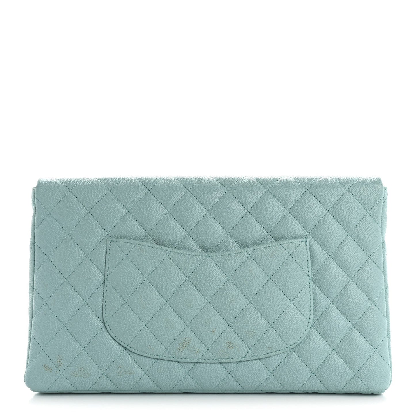 Caviar Quilted Flap Clutch Light Blue