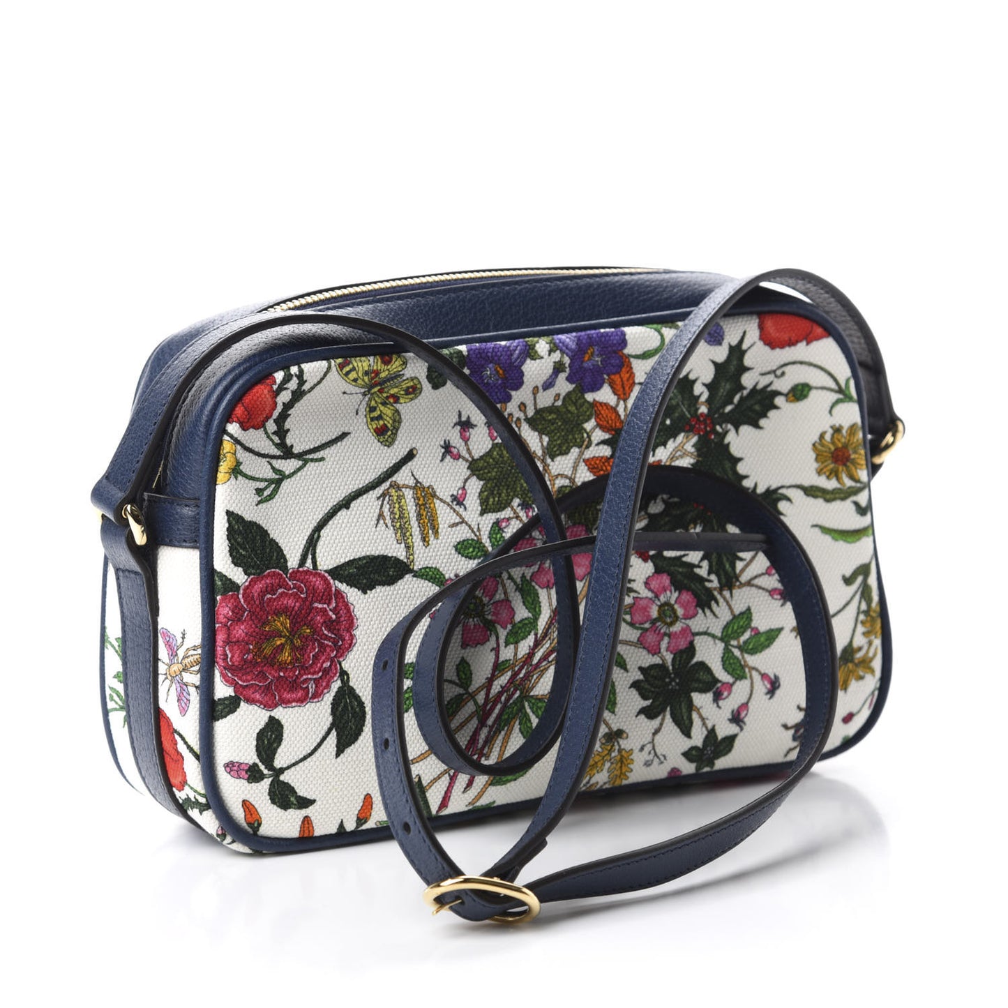 Canvas Flora Floral Shoulder Bag White Blue Agata Mulitcolor