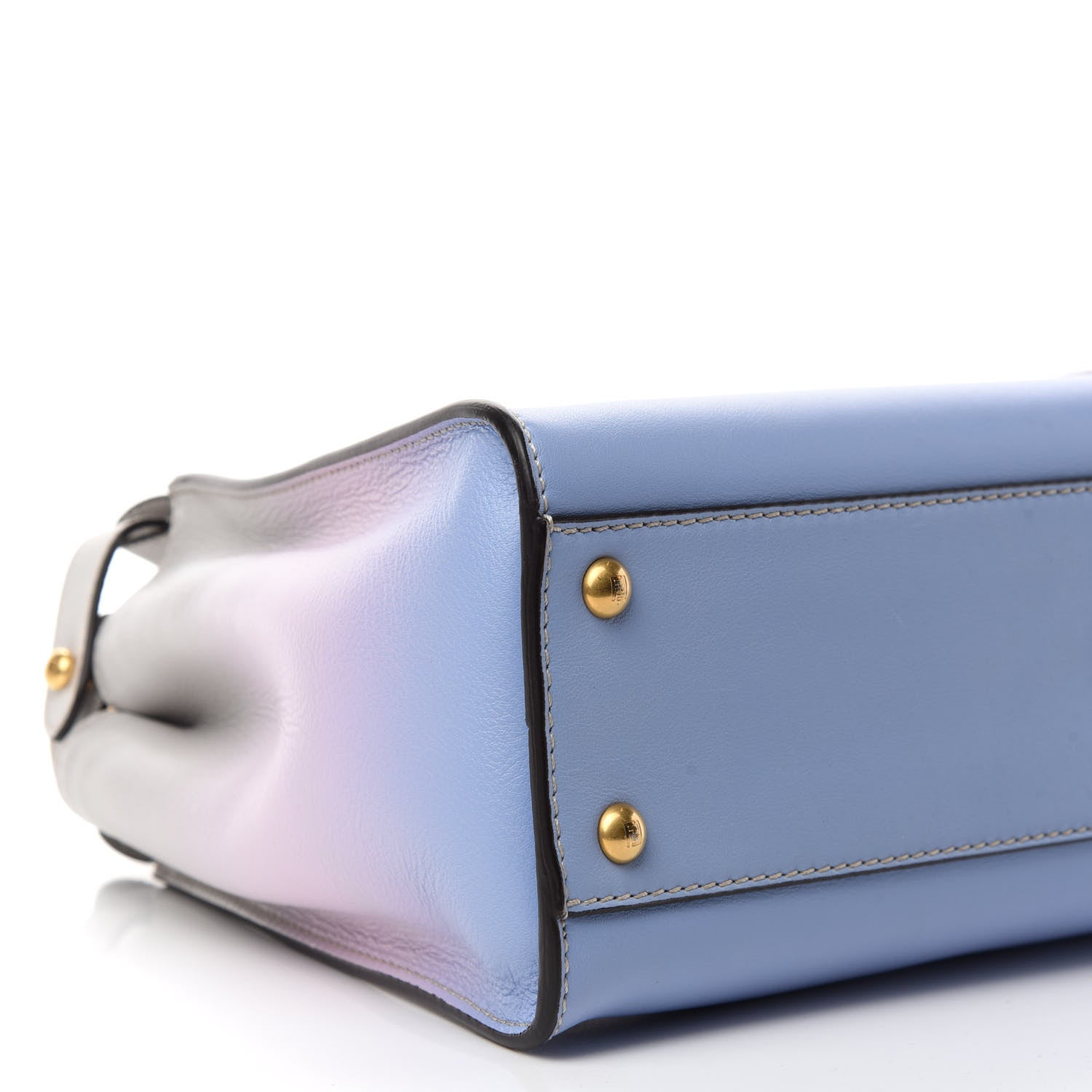 Fendi X JOSHUA VIDES Vitello Seta Shiny Nappa Degrade Medium Peekaboo Iconic Satchel Ghiaia Rosa Azzurro 10 of 11