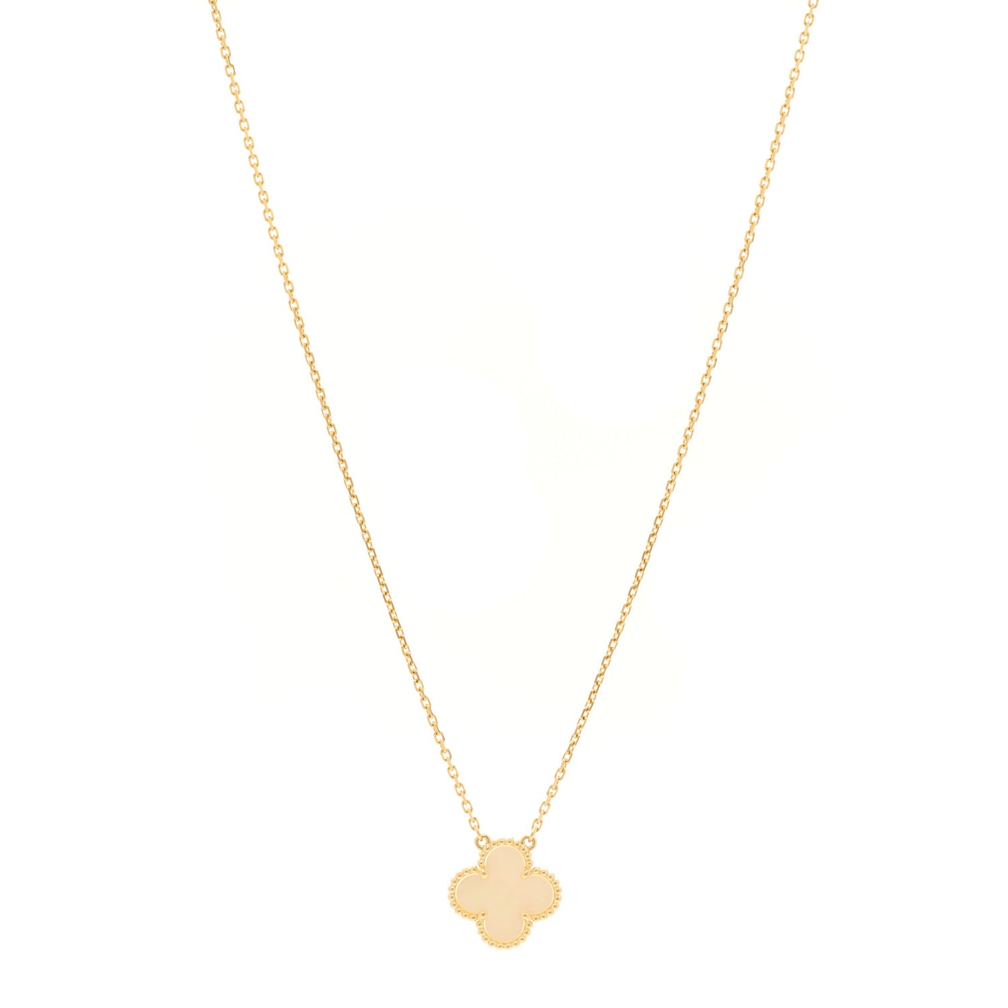 18K Yellow Gold Mother of Pearl Vintage Alhambra Pendant Necklace