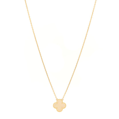Van Cleef & Arpels 18K Yellow Gold Mother of Pearl Vintage Alhambra Pendant Necklace 1 of 4