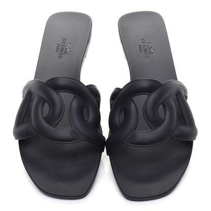 Hermes Rubber Aloha Sandals 37 Black 7 of 10