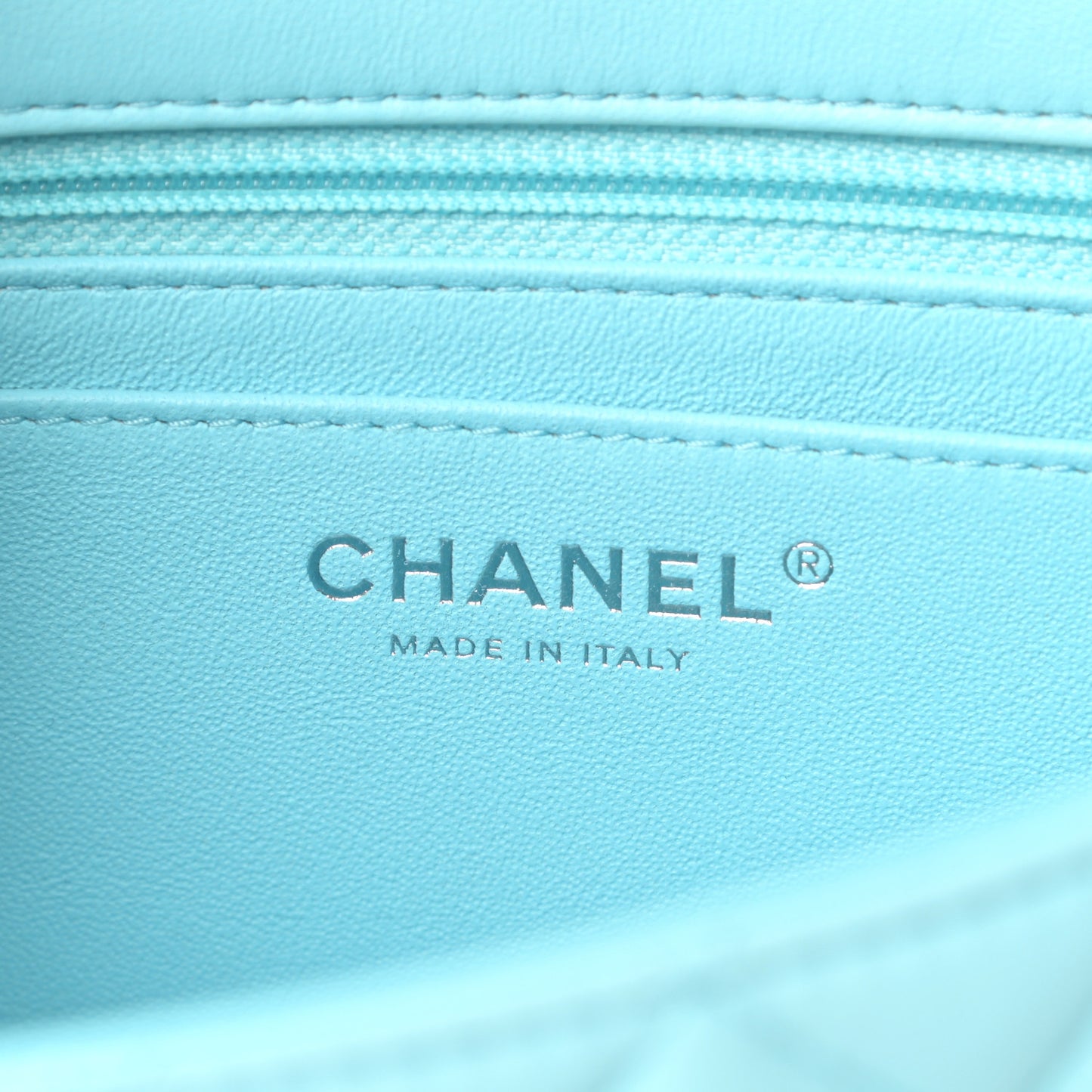 Lambskin Quilted Mini Rectangular Flap Neon Blue