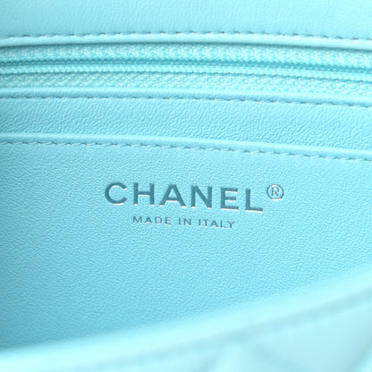 Chanel Lambskin Quilted Mini Rectangular Flap Neon Blue 6 of 12