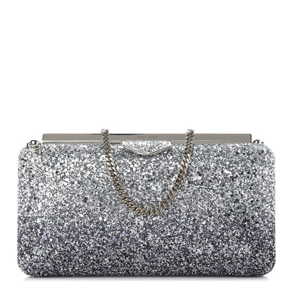 Jimmy Choo Coarse Glitter Ellipse Clutch Navy Silver 1 of 8