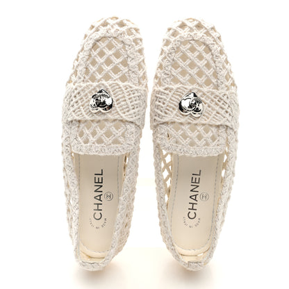 Chanel Cord Braided CC Mocassin Loafers 39.5 White 5 of 8