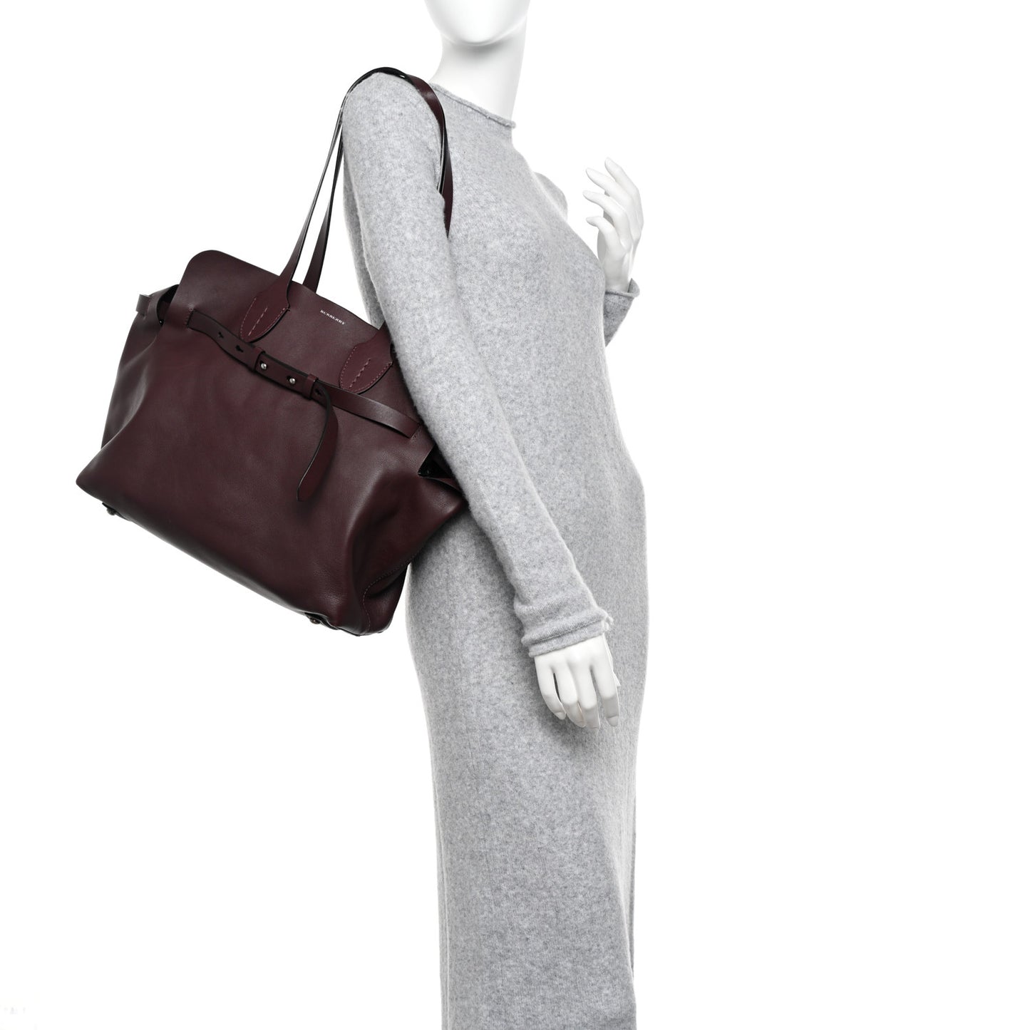 Calfskin Medium Belt Tote Burgundy