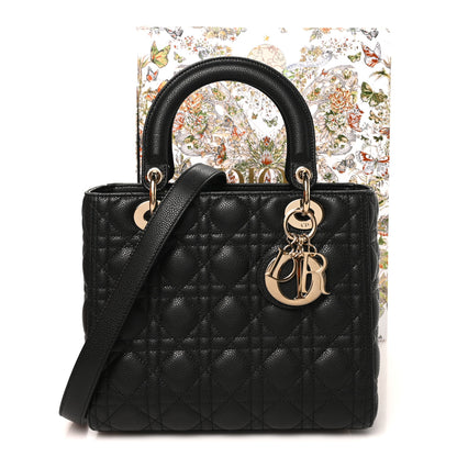 Christian Dior Grained Calfskin Cannage Medium Lady Dior Black 11 of 11