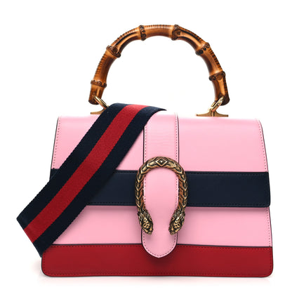 Gucci Moon Calfskin Web Medium Dionysus Bamboo Top Handle Bag Sugar Pink Blue Agata Hibiscus Red 1 of 12
