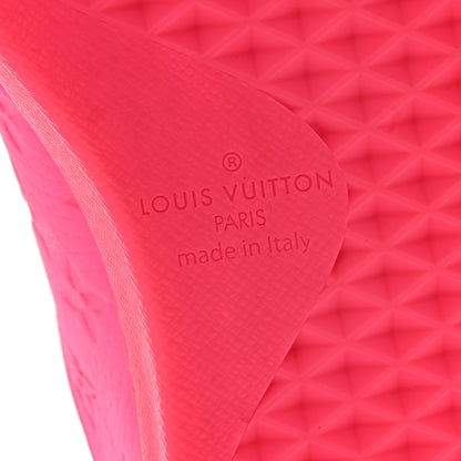 Louis Vuitton Grained Calfskin Embossed Monogram Mens Luxembourg Sneakers 8 Fluo Pink 6 of 11