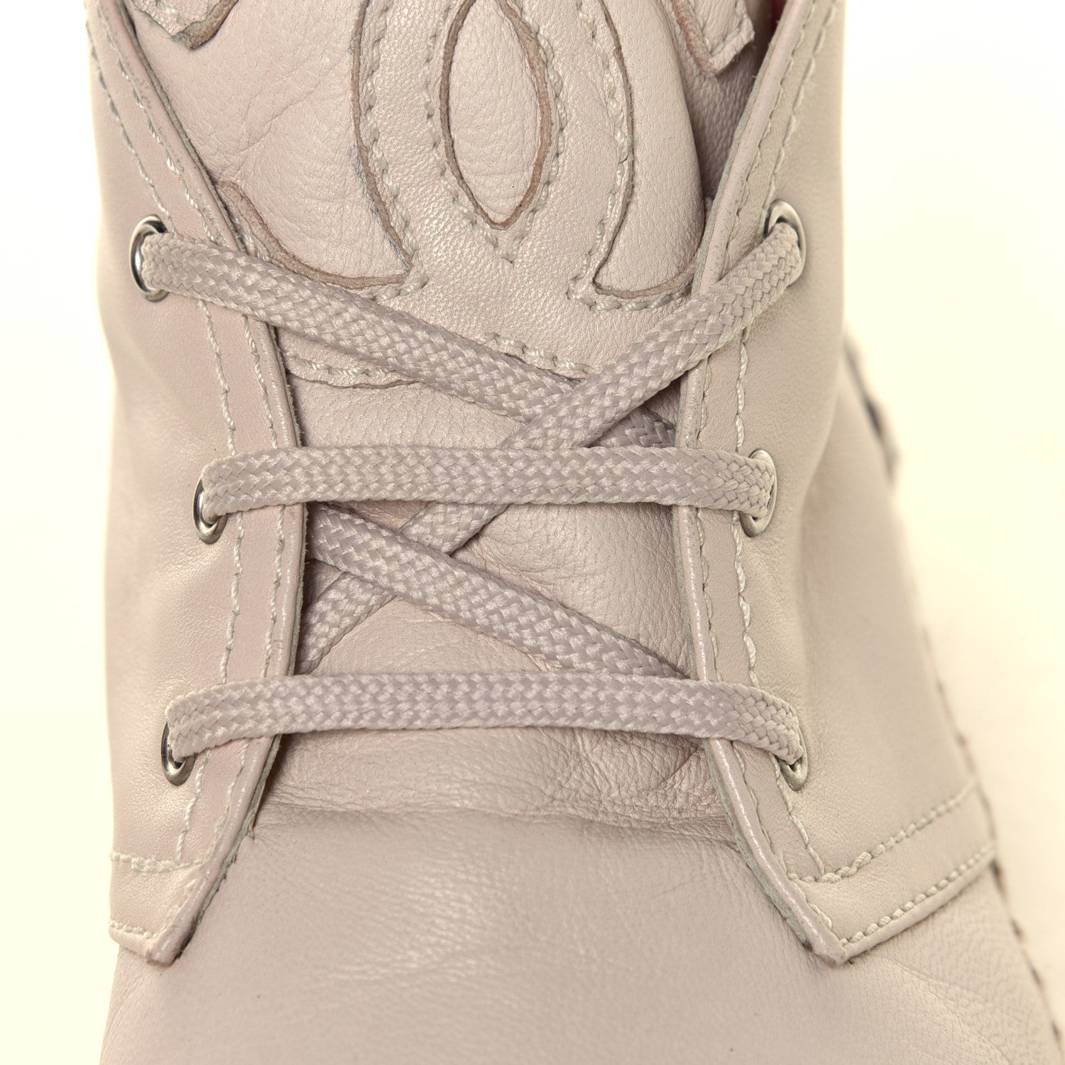 Chanel Lambskin Canvas Cap Toe Lace Up Espadrilles 38 Beige Black 7 of 9
