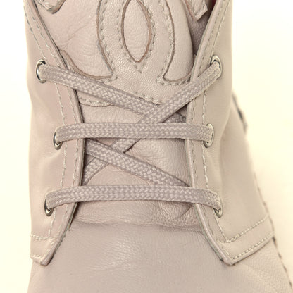 Chanel Lambskin Canvas Cap Toe Lace Up Espadrilles 38 Beige Black 7 of 9