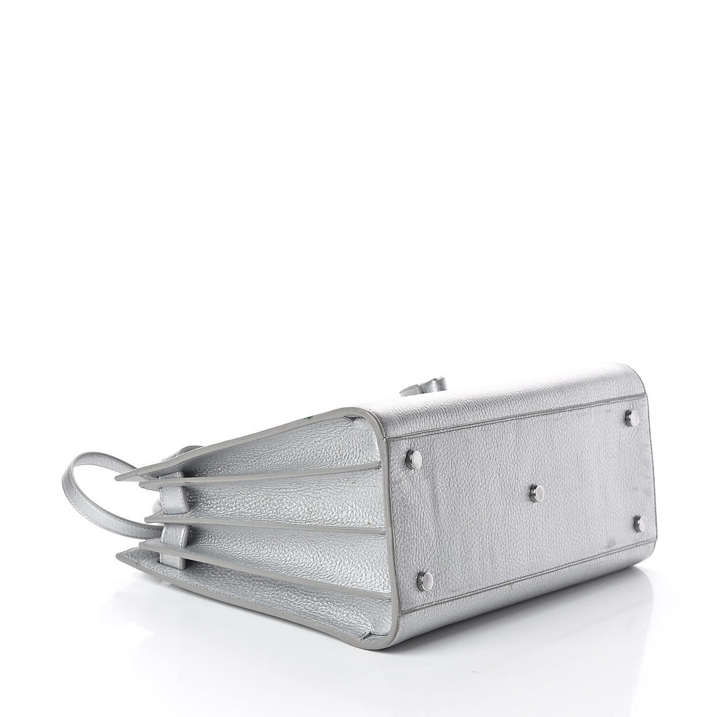 Metallic Calfskin Small Sac De Jour Silver
